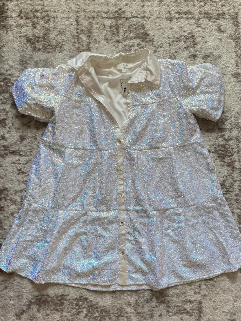 NWT Peach Love California Collared Sequin Dress Size L